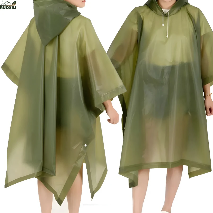 

1pc EVA Rain Coat Jacket Unisex Multifunctional Poncho,Transparent Rainwear,Casual Style,Hooded For Hiking,Camping,Outdoors