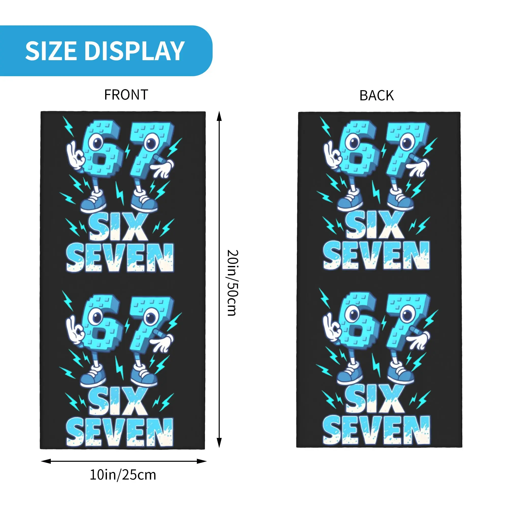 67 Six Seven 6 7 Funny Italian Brainrot Meme Bandana Neck Gaiter Running Men Women Wrap Scarf  Balaclava Warmer Face Scarf Cover