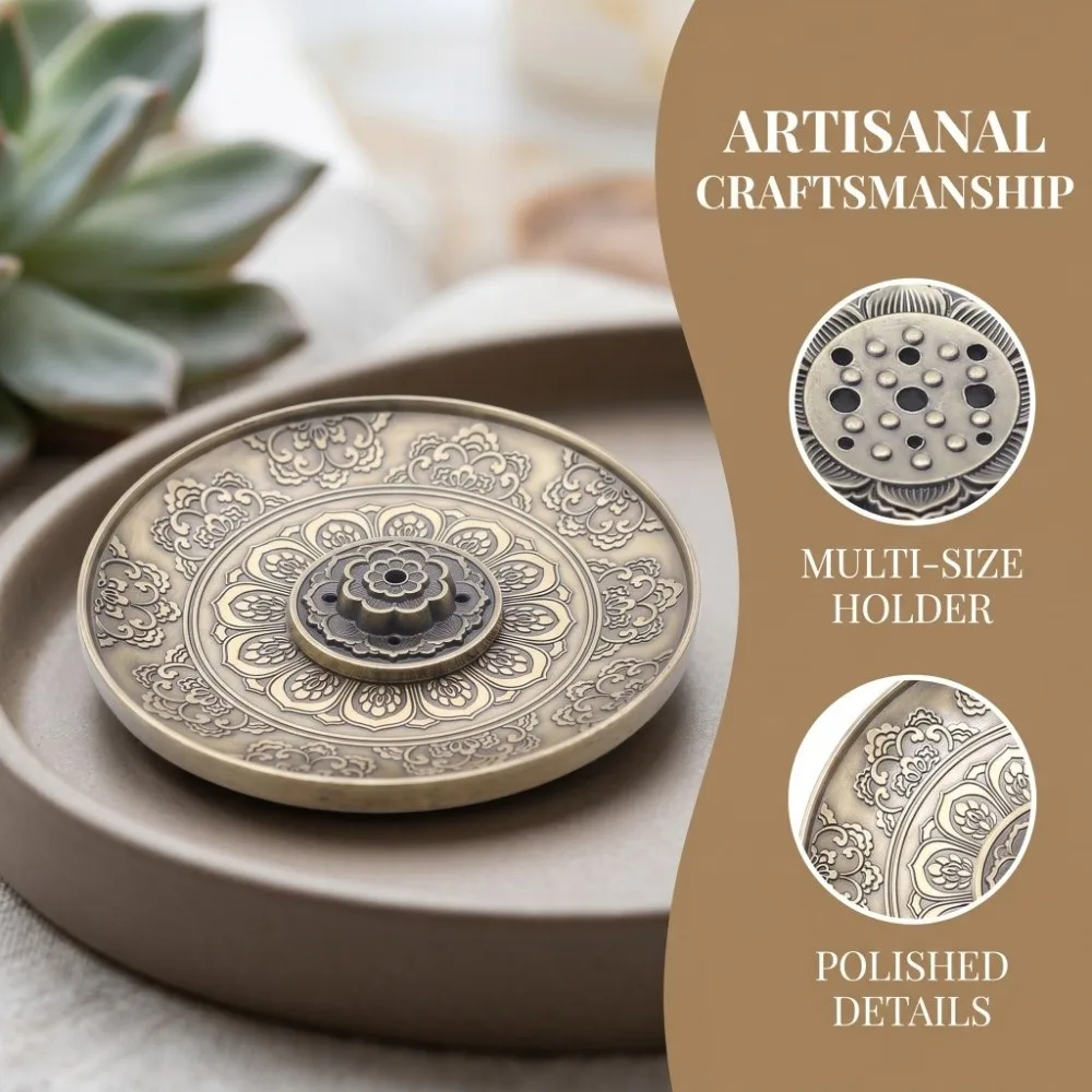 Small Home Decor Lotus Design Incense Holder Zen Vintage Incense Sticks Burner Multi-Hole Portable Incense Ash Catcher Tea House