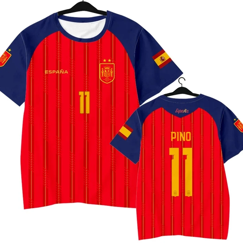 2026 Spanien Team Spieler-Stil Yamal Fußballtrikot # 2 # 3 # 11 # 15 # 17 # 22 # 24 Schnelltrocknendes Kurzarm-T-Shirt für Kinder, Familien-Fan-Kid – Detail 9
