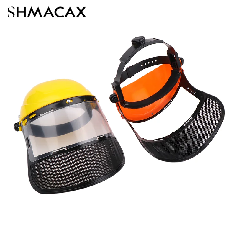 Garden Grass Trimmer Safety Helmet Hat With Full Face Mesh Protective Mask For Logging Brush Cutter Forestry Protection