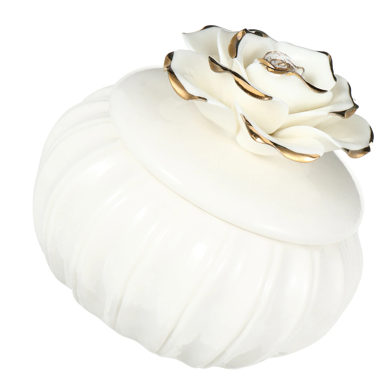 

1Pcs Jewelry Storage Box Ceramic Material with Rose Pattern Large Capacity Holder for Bracelet Ring Earring Travel Home