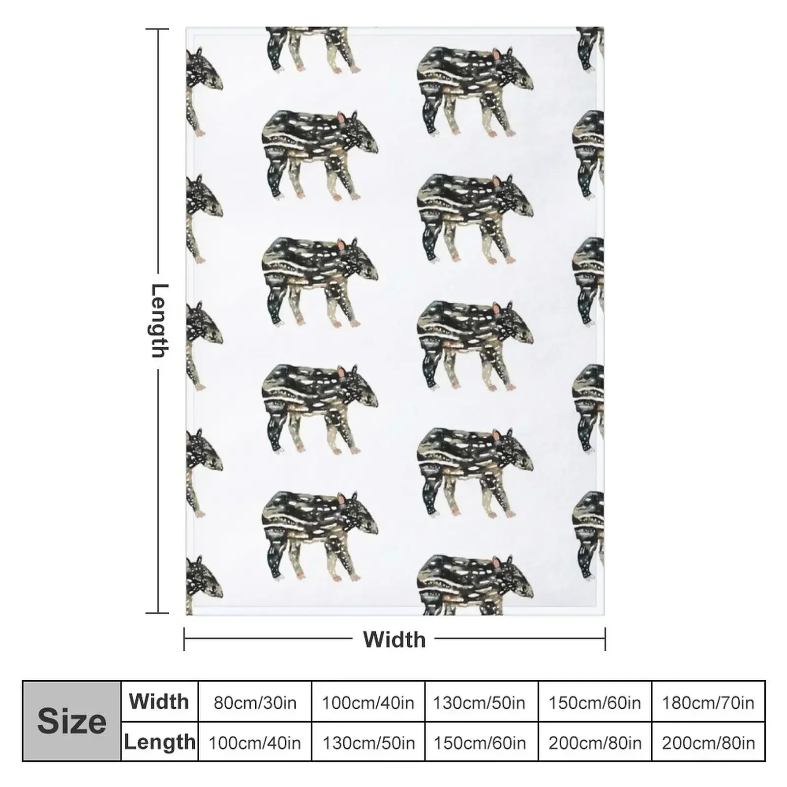 Baby Malayan Tapir Watercolour Throw Blanket Custom Thermal for babies Decoratives Blankets