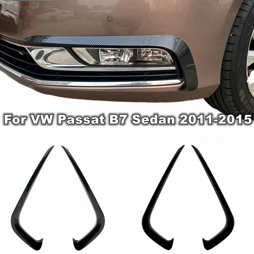 Para VW Passat B7 Sedan variante antiniebla marcos de luz delantera cubierta embellecedora pegatina de carreras rejilla 2011-2015 negro brillante ABS Body Kit Tuning