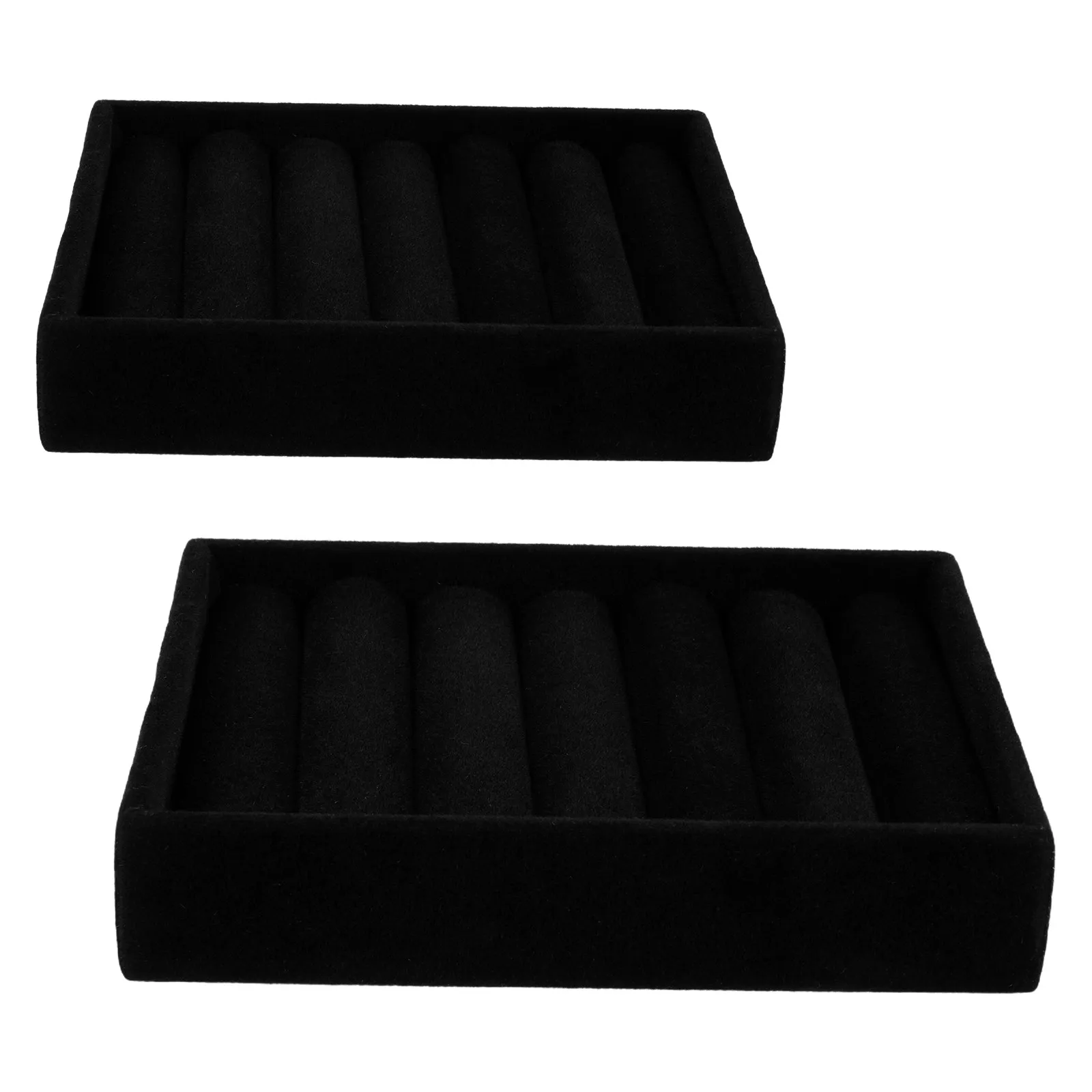 

Набор из 2 подставок-органайзеров для колец с мягкой черной подкладкой, подставка для демонстрации и хранения ювелирных изделий