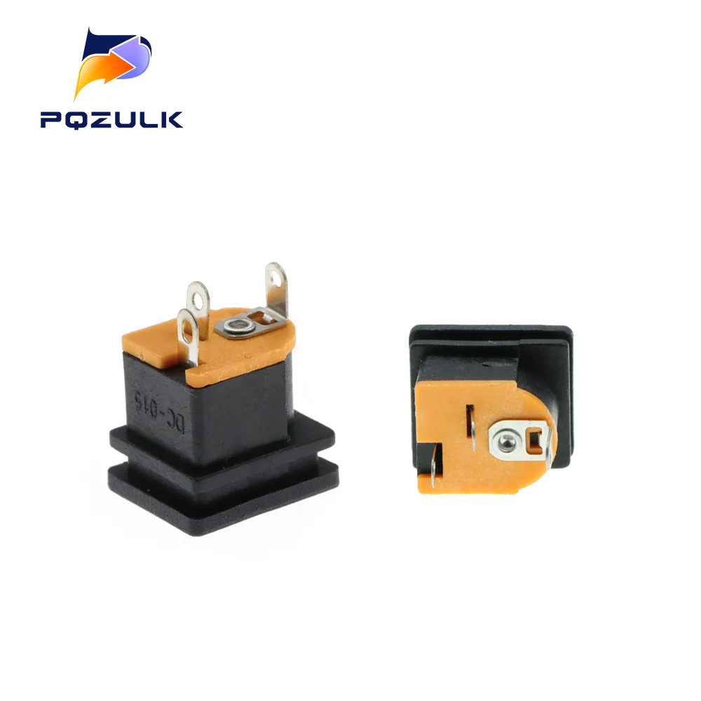 10PCS DC Power Socket DC-015 Jack 5.5X2.5MM Square Panel Mounting 5.5X2.1mm