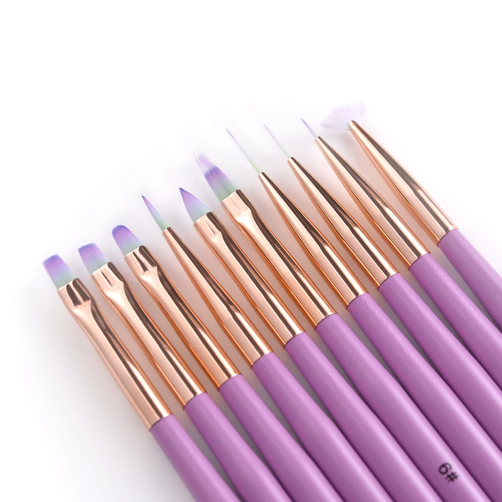 

Фиолетовый гелевый набор кистей для дизайна ногтей, 10 шт., нейлоновая деревянная кисть для рисования, лайнер для ногтей, профессиональные инструменты для домашнего маникюра