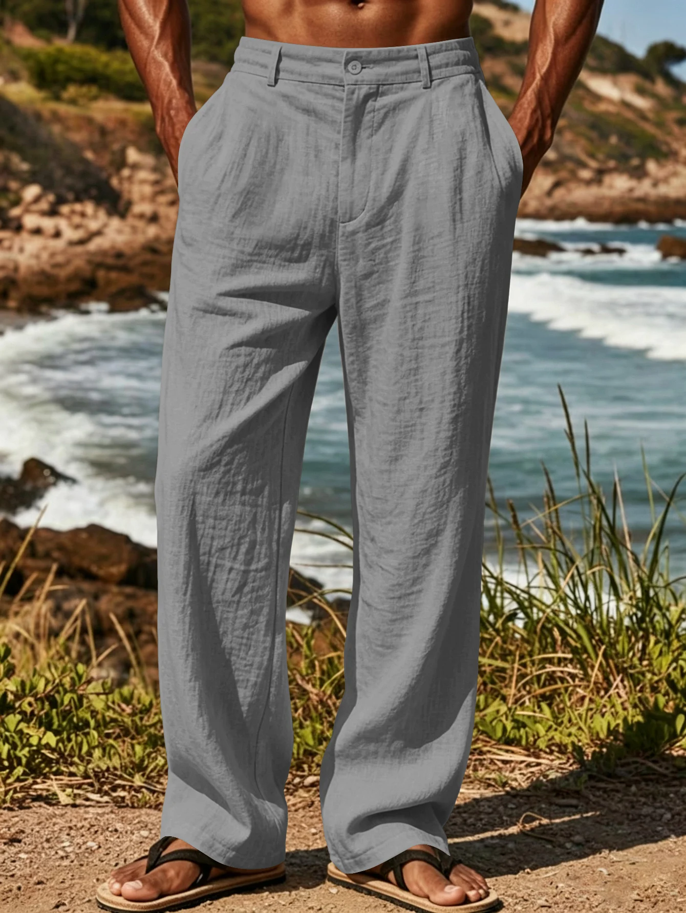 ฤดูร้อนแฟชั่นใหม่ผู้ชายกางเกงข - Men'S Fashion Linen Pants บทวิจารณ์และราคา