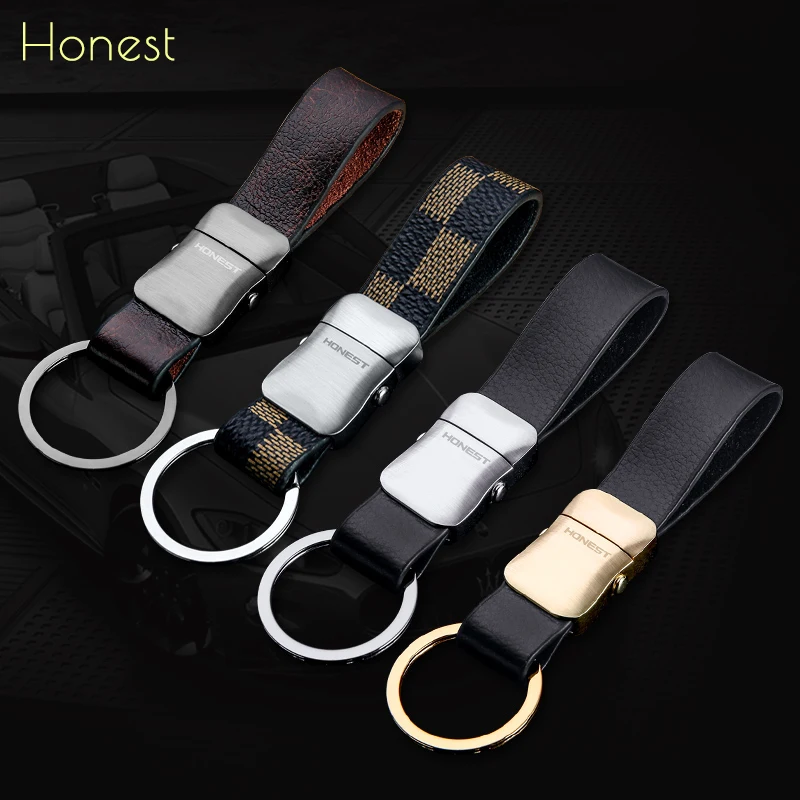 Luxury Key Chain Men Women Keychains Classic Cowhide for Car Key Ring Holder Belt Best Gift Idea for Husband Male Accessories