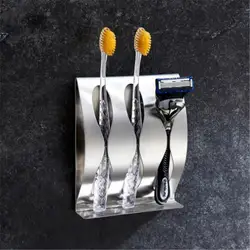 Bathroom Stainless Steel Toothbrush Rack Wall Mount Toothbrushes Holder Self-adhesive Toothbrush Organizer Stand Holders