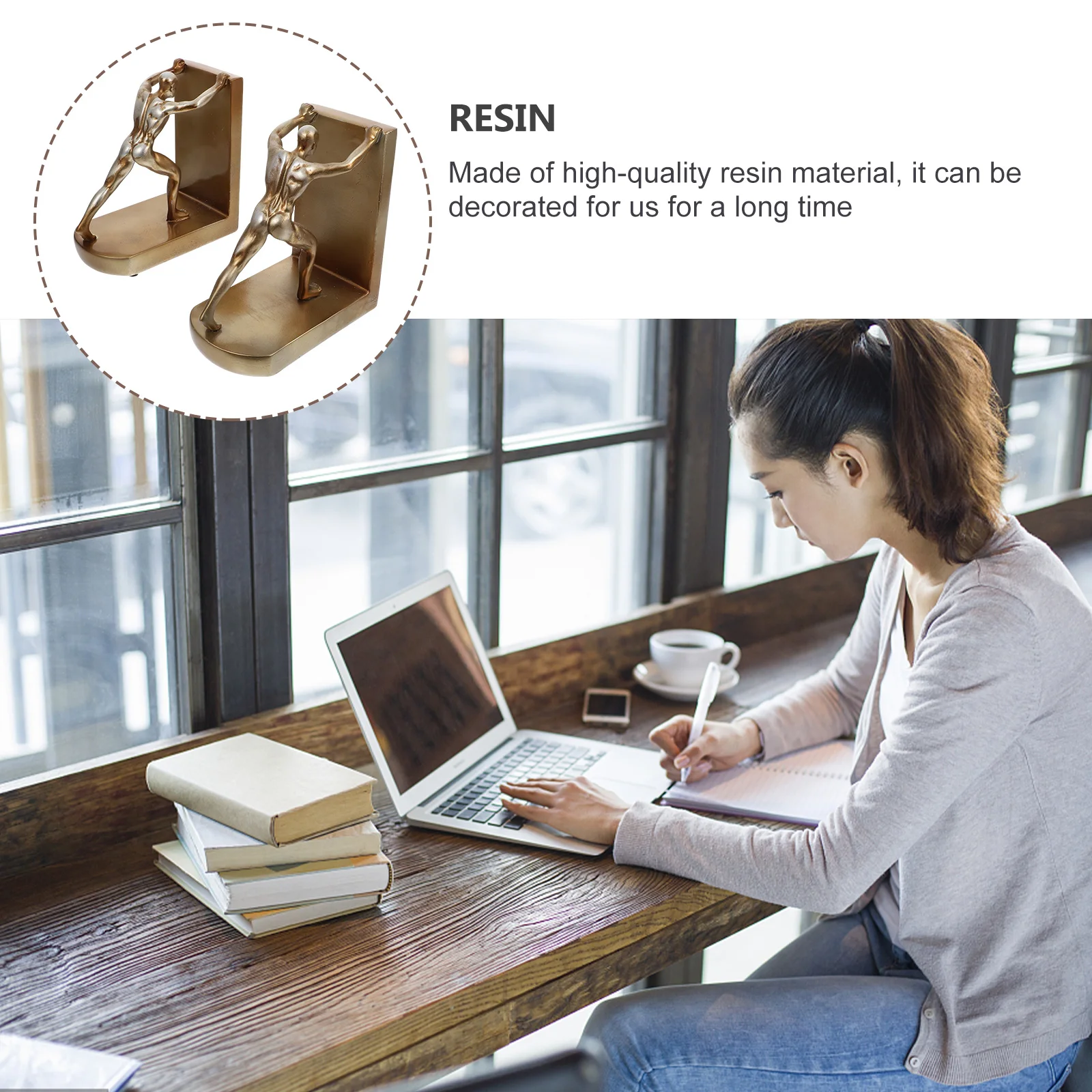 

2 Pcs Decorative Home Accessories Decoration Desktop Adornment Golden Resin Office