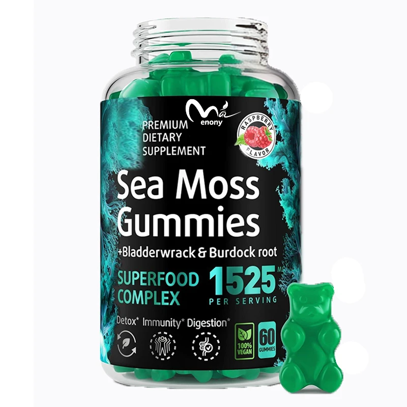 Iers Zeewier Gummies-Ontgifting En Schildkliersupplementen Voor Mannen En Vrouwen-Zwarte Zaadolie: Immuunondersteuning 60 Gummies