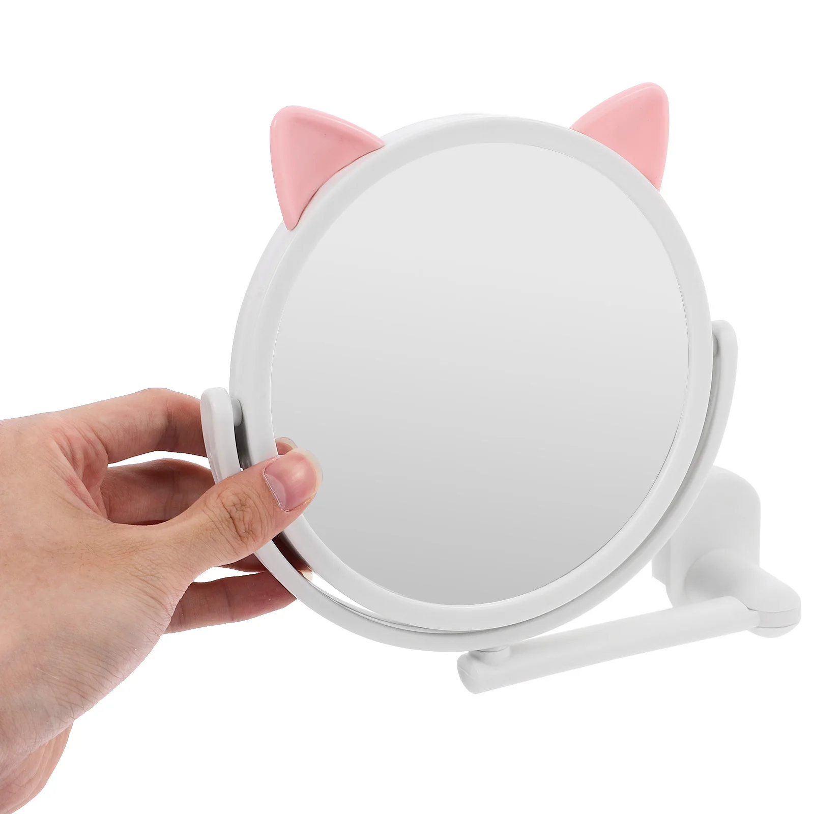 مرآة مثبتة على الحائط باللون الأبيض بدون حفر وقابلة للطي وقابلة للتعديل ودوران 360 درجة ومقاومة للضباب عالية الوضوح للمنزل