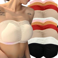 Women's Strapless Bra with Removable Pads Sexy Underwear Tube Top Girls Invisible One-piece Backless Lingerie Cropped Vest