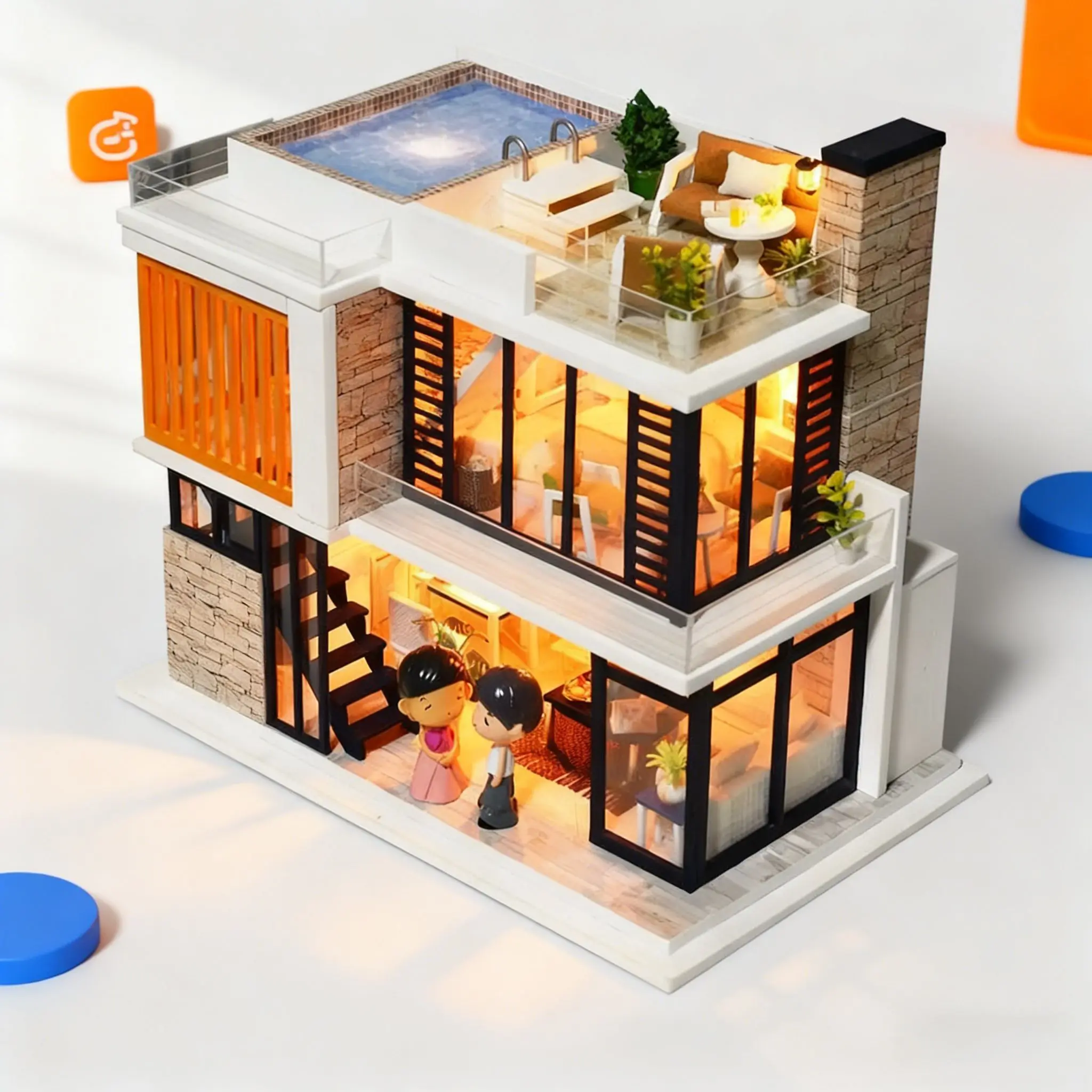 

2025 New Modern European DIY Florence Villa Model Kit Creative Educational Hand Assembly Craft Toy Home Decor