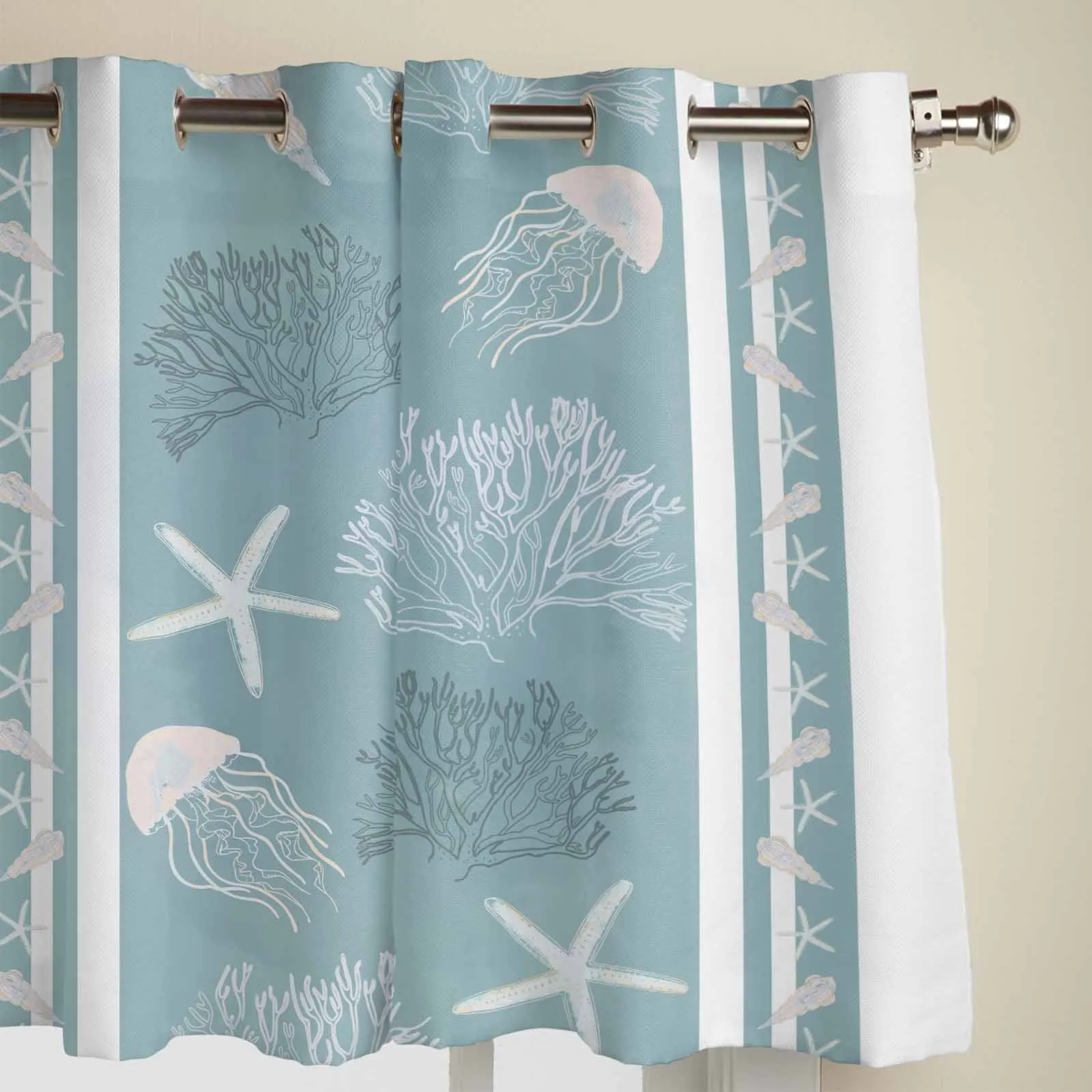 Marine Organisms Shells Corals Window Curtains Printing Curtains for Living Room Modern Design Bedroom Decor Drapes