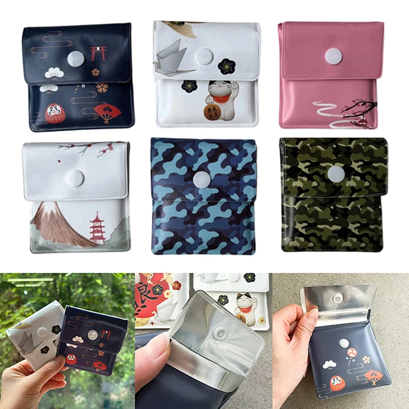 textureEVA Portable Ashtray Bags Fireproof Pocket Ashtrays with Japanese Dharma Lucky Cat Design for Outdoor Travel Use