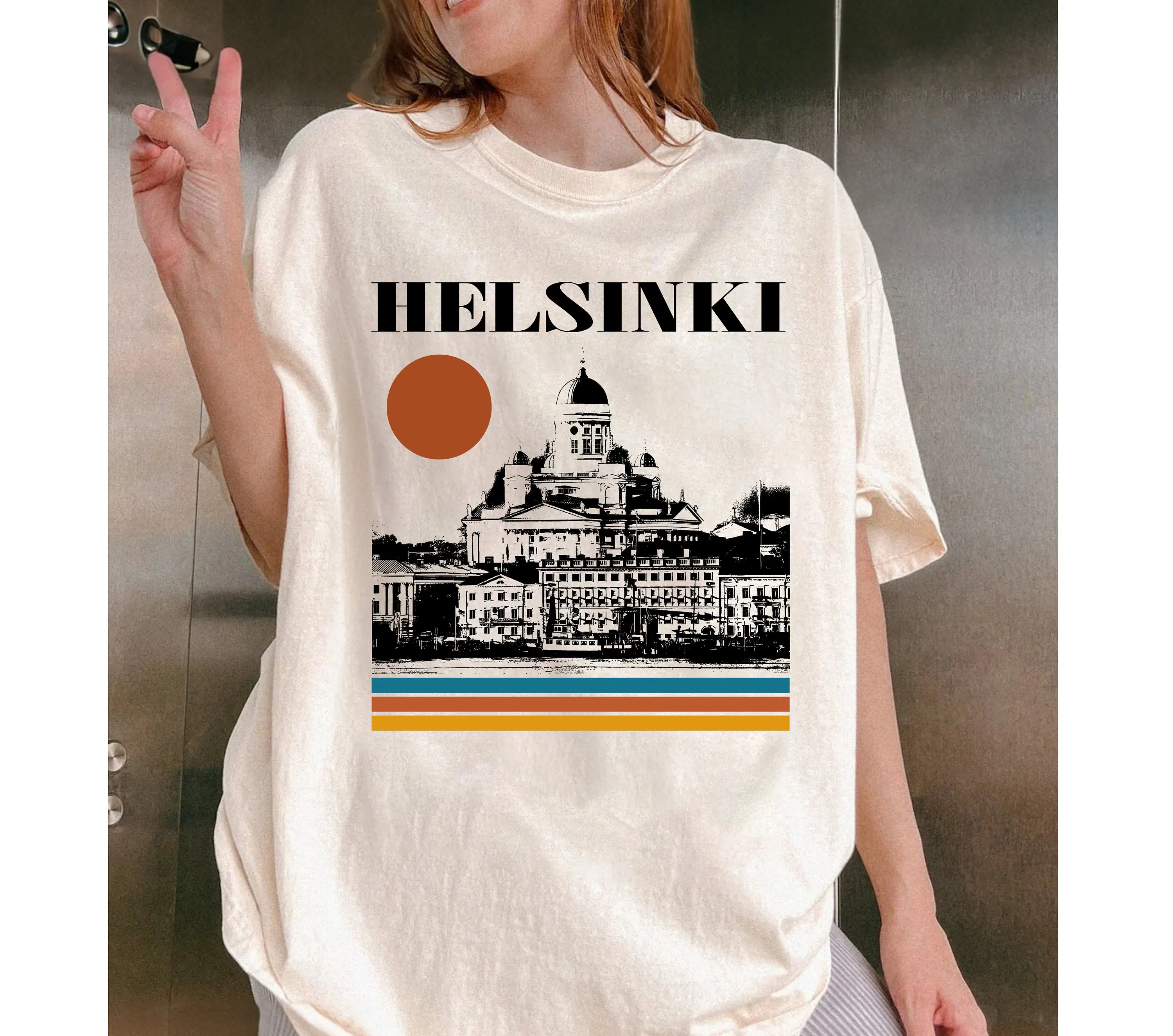 Camiseta de viaje minimalista, camisa de estilo Retro de Finlandia