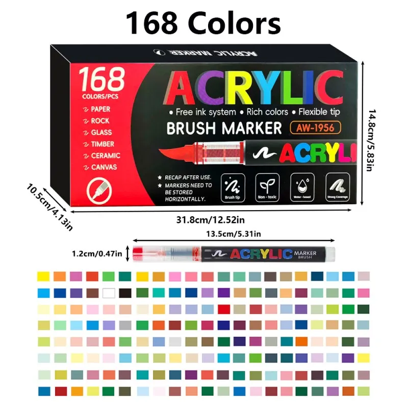 240 kleuren acrylverfstiften Zachte penseeltip Acrylstiften Set verfpennen voor houtstof canvas glas canvas rotsschildering