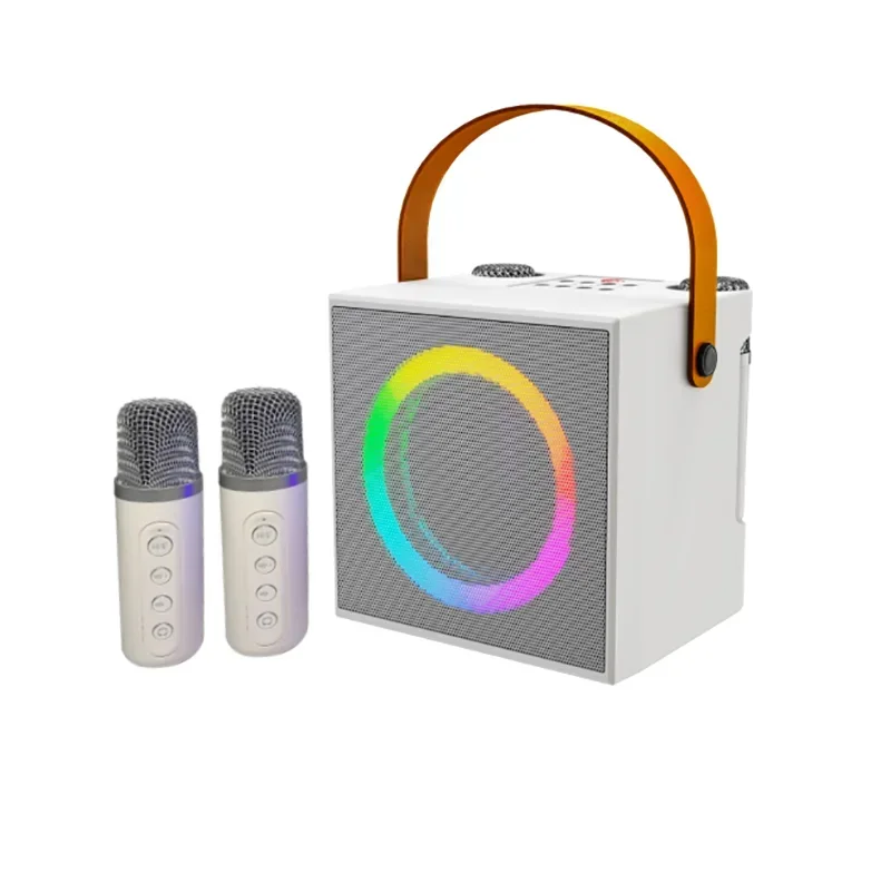 Portable Wireless Microphone Karaoke Speakers RGB Light Retro Bluetooth Speaker Super Sound Quality Outdoor Event Party Soundbox