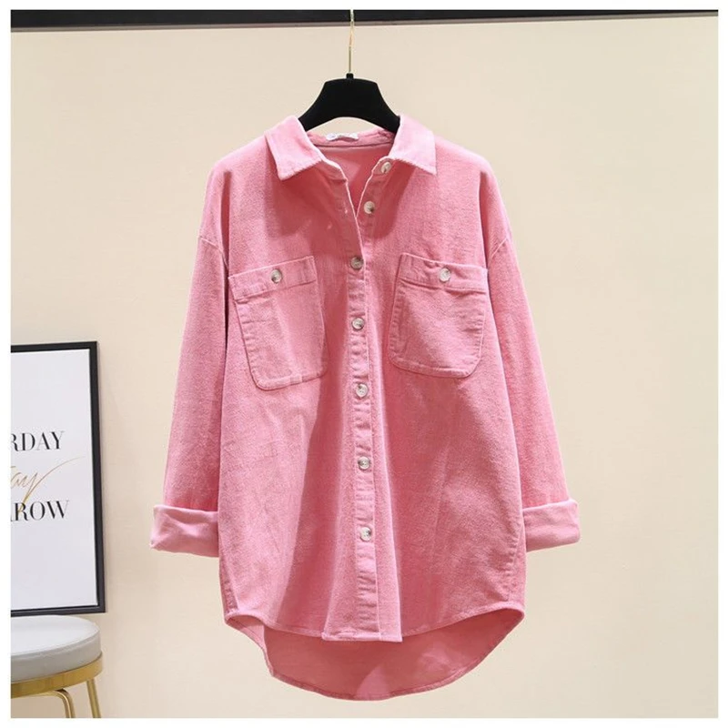 Women Simple Casual Streetwear Cotton Button Up Shirt Spring Autumn Fashion Irregular Long Sleeve Loose Blouse Solid Tunic Tops