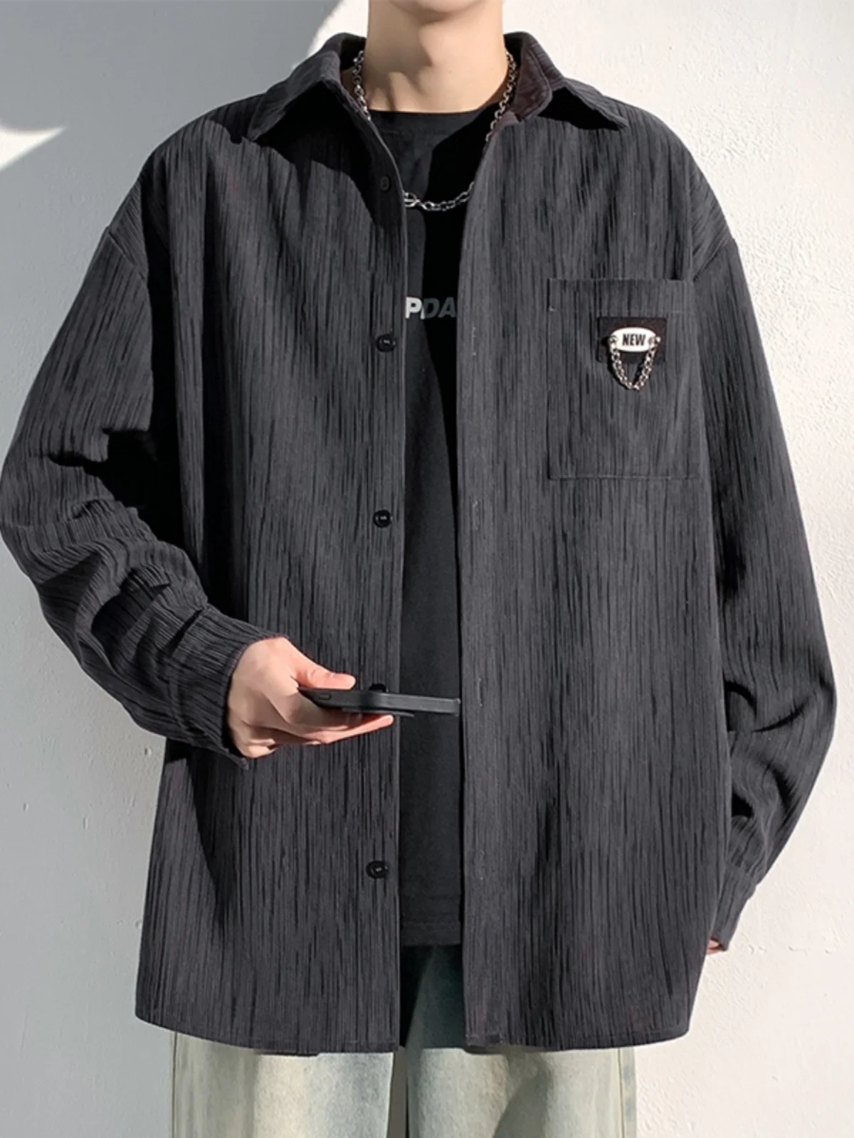 

Teenage Boys Long Sleeve Shirt Men's Design Sensation Cool Handsome Outerwear Spring New Style Retro Brand Casual Shirt