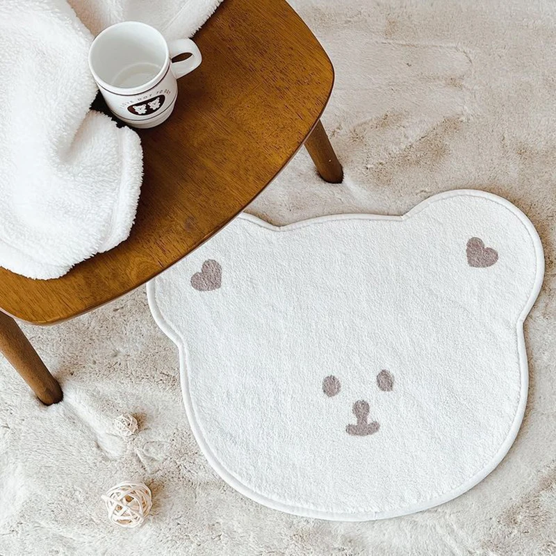 INS Korean Lamb Velvet Carpet Cute Cartoon Bear Bedroom Rug, Children's room Baby Crawling Mat Bedroom Bedside Carpet Mat