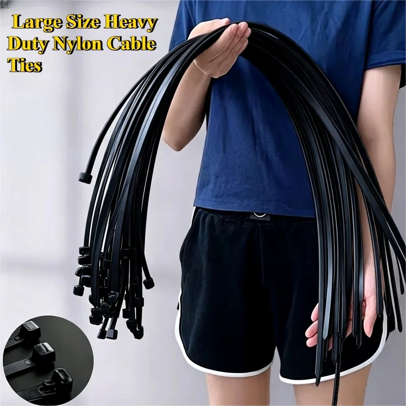 500/100PCS Self-Locking Zip Tie Cord Management Nylon Cable Ties Large Size Heavy Duty (50-100cm) Ultra Long