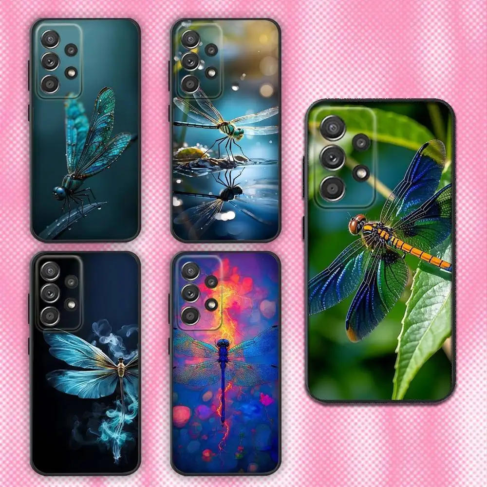 

Animal D-Dragonfly-ys Phone Case For Samsung Galaxy A13,A21s,A22,A31,A32,A52,A53,A71,A80,Soft Black Shell