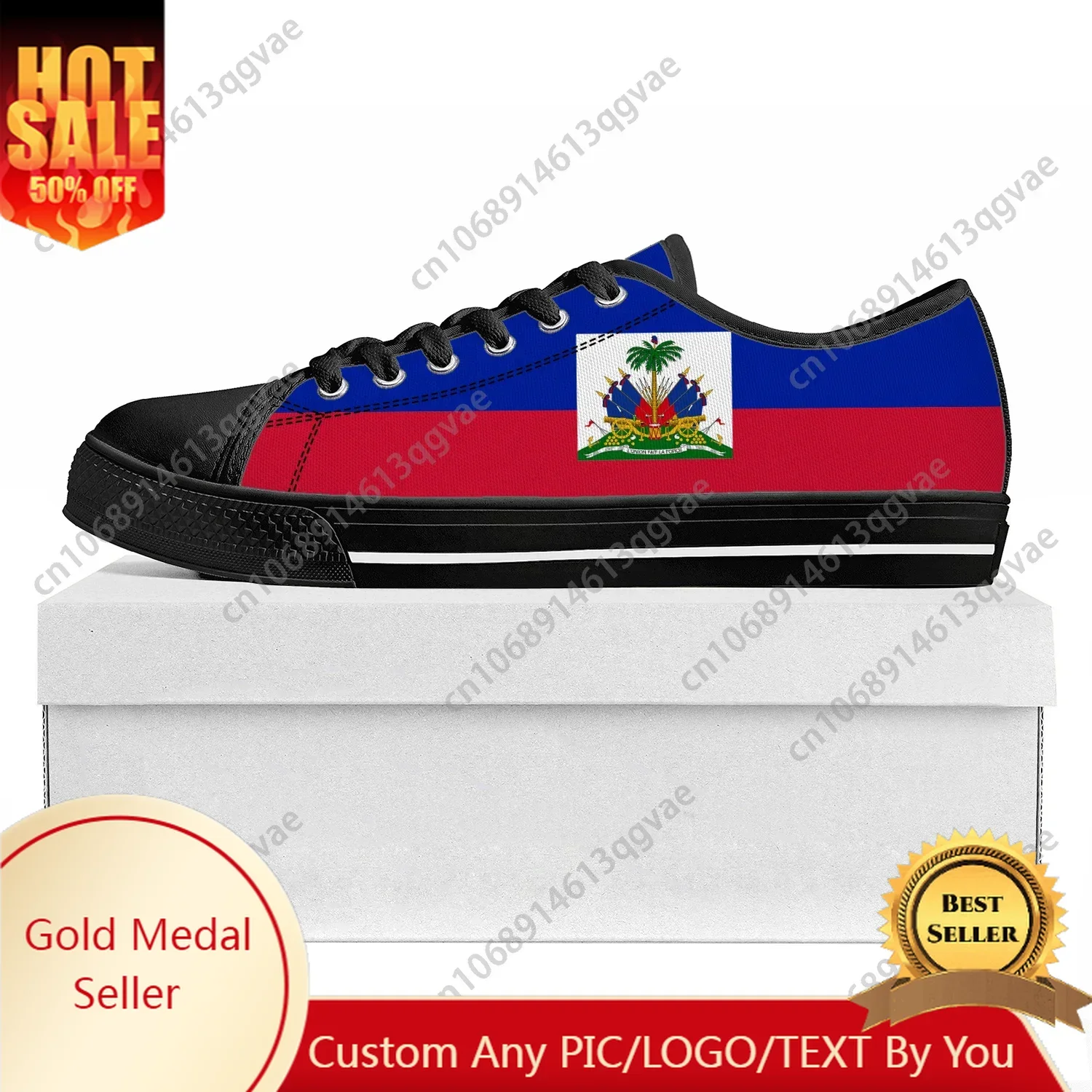 

Haitian Flag Low Top High Quality Sneakers Mens Womens Teenager Canvas Sneaker Haiti Prode Casual Couple Shoes Custom Shoe