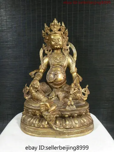 China Tibet Buddhism Temple Bronze Gilt Yellow Jambhala Wealth God Buddha Statue