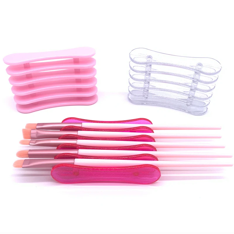 3pcs 5 Grids Brush Holder Pen Rest Display Stand Acrylic Nail Art Showing Shelf Plastic Brushes Tools