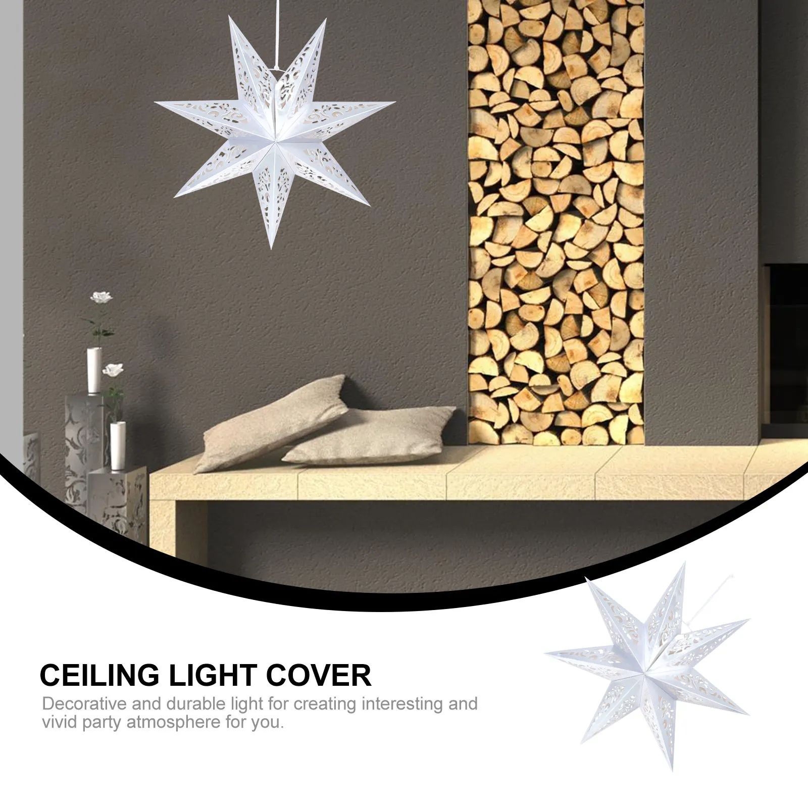 

2 pcs Hanging Covers Ceiling Lamp Paper Star Lampshade Hollow Design Christmas Party Decorative Accessories Home Cover Festival