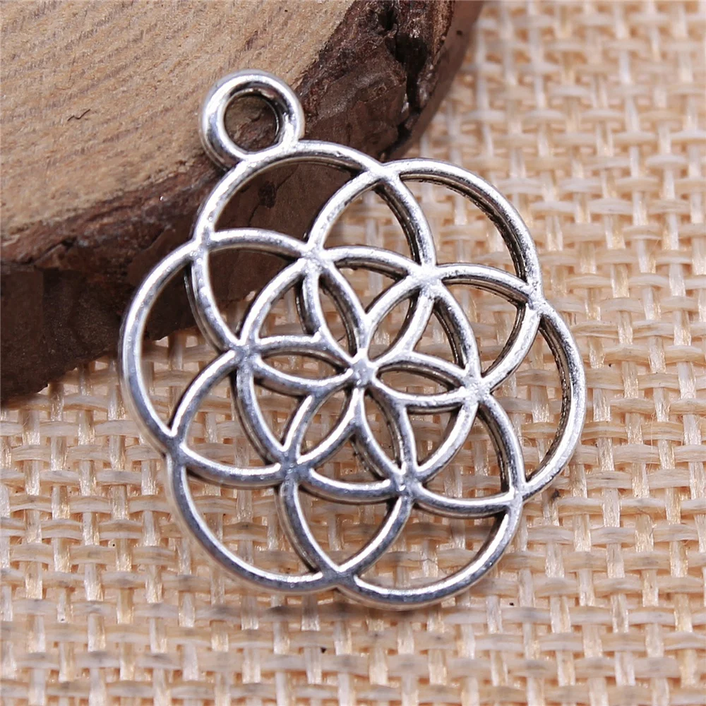 WYSIWYG 10pcs 42x35mm/25x20mm Small Flower Charms For Jewelry Making Hollow Flower Of Life Charms