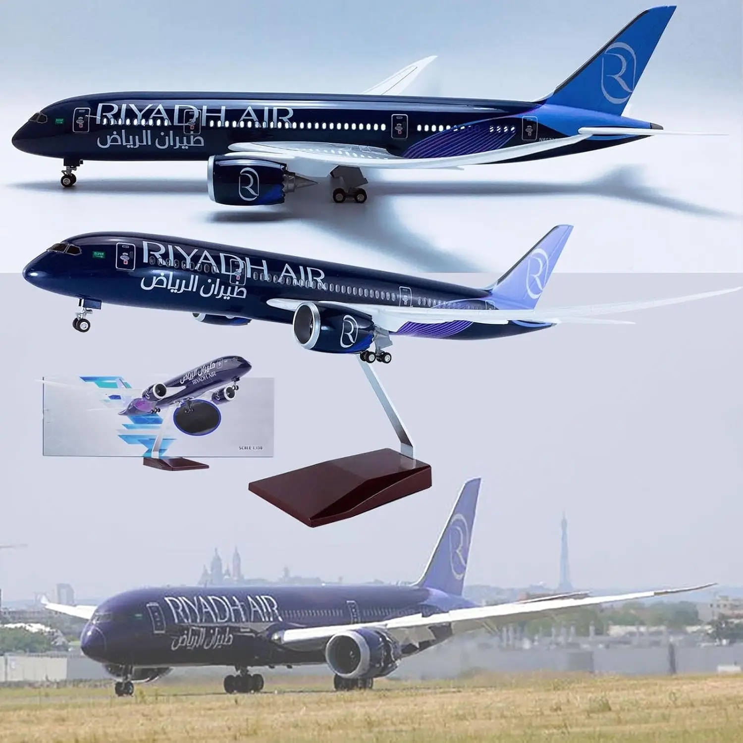 

Игрушечные самолеты, модель самолета b787 Riyadh Airlines, 47 см, масштаб 1:130, модель самолета, литье под давлением из смолы со светодиодной подсветкой, сборный подарок