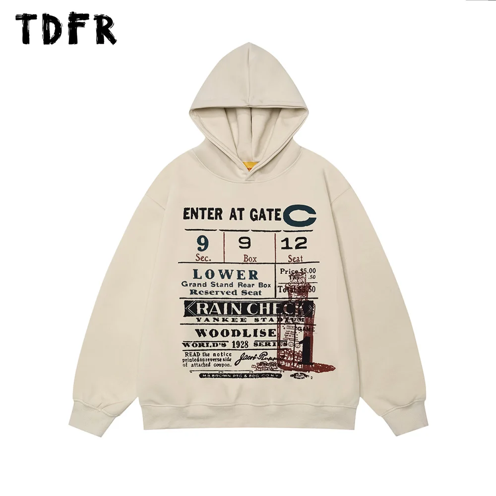 

Retro Letter Print Hooded Sweatshirts Mens Autumn Streetwear Drop Shoulder Loose Long Sleeve Hoodies Men