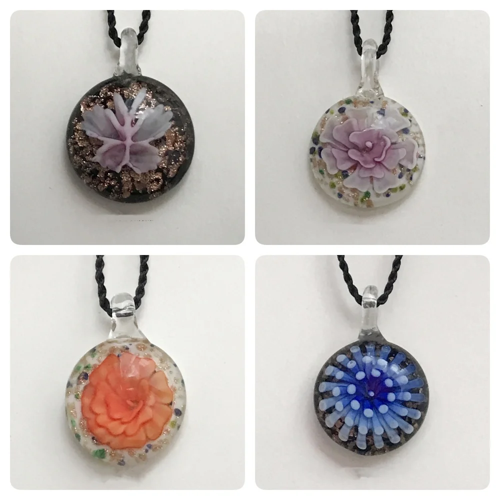 Murano Glass Women\'s  Pendants Beautiful Flower Round Water-drop Handmade Glass Jewelry Fit Girl Necklace Girl Gifts