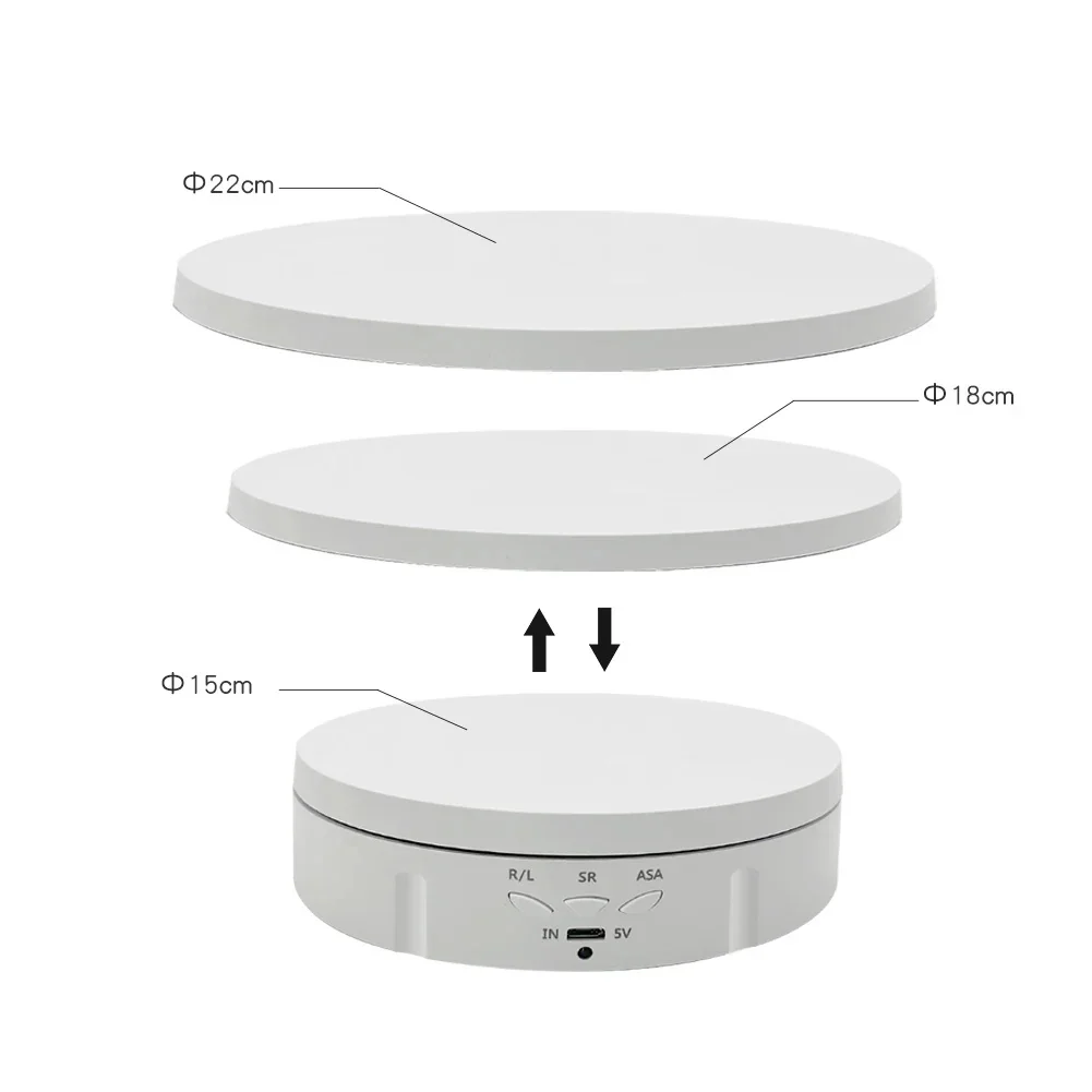 360° Rotating Electric Display Turntable, 3 Speeds Adjustable, USB Charging Stand for Video Shooting, Jewelry, Shoes