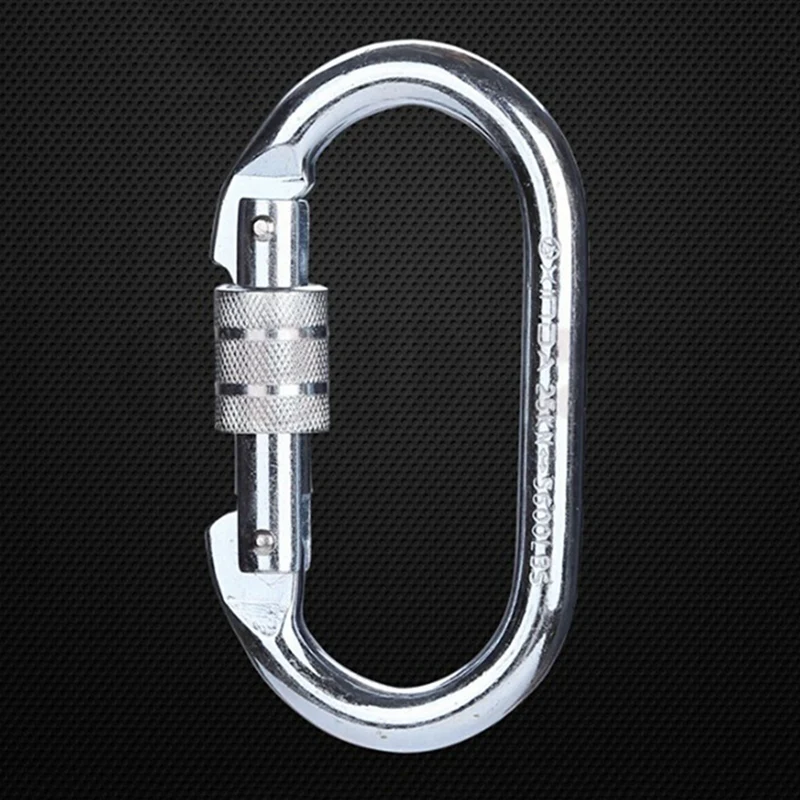 1 Pcs O Shape 25KN Safety Buckle Rock Carabiner & 1 Pcs 8 Shape Descender Rock Climbing Carabiners Downhill Ring