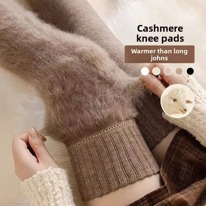 Women Cashmere Over The Knee Socks Winter Warm Wool Thigh High Stockings Thermal Fleece Lined Anti Cold