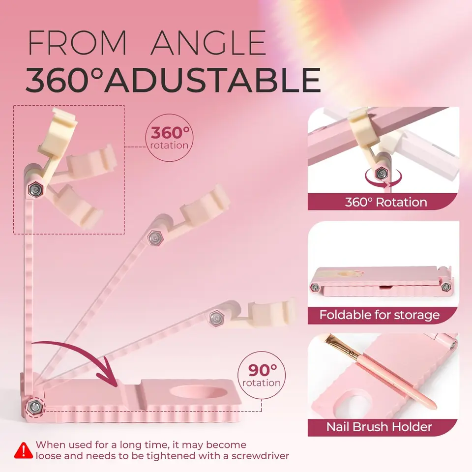 Set Lámpara UV/LED Inalámbrica para Uñas Luz de Mano con Soporte Pantalla LCD Recargable USB Secador de Gel Curado Rápido 3