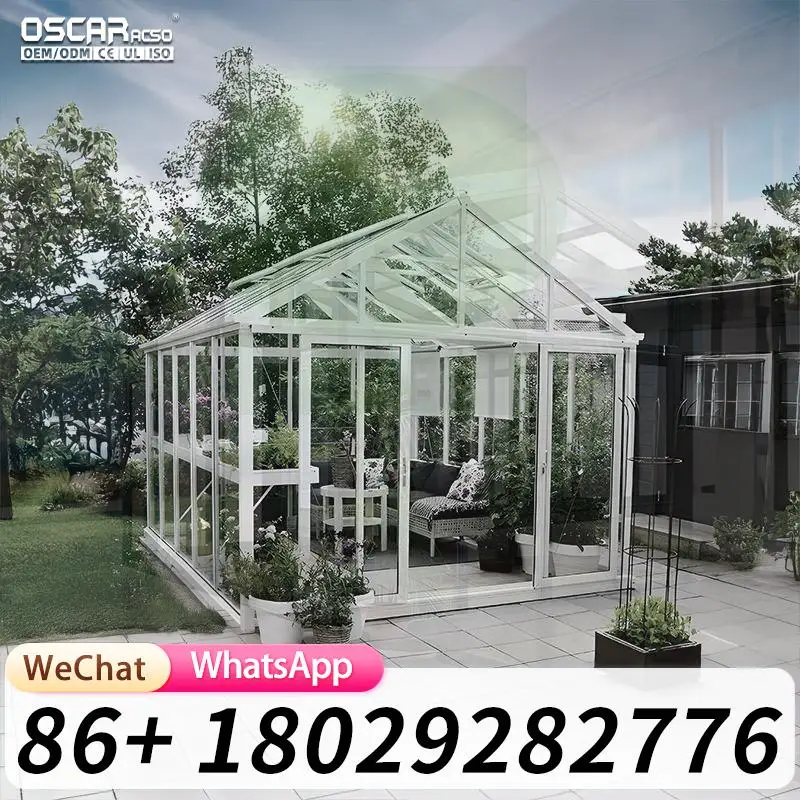China Wholesale Double Glass Greenhouse Solarium Aluminium Sunroom Garden Veranda Glass Houses Roof Panels Patio Backyard Villa