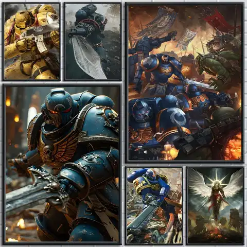 Game W-Warhammers 40K Movie Poster HD Self Adhesive Waterproof Wall Art Ideal for Home Office Dorm Bedroom Great Gift