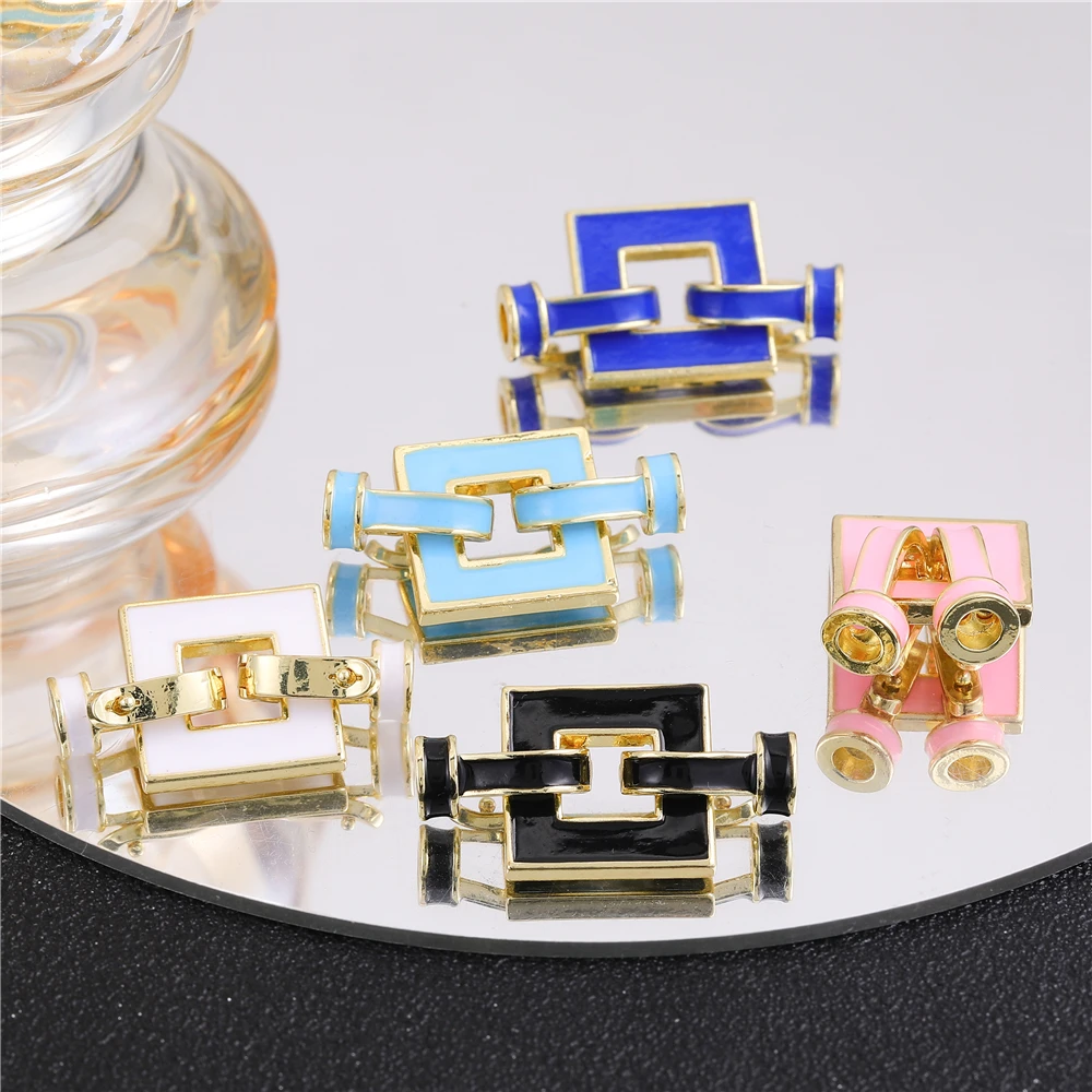 Juya New Simple Square Vintage Connector Clasp For Jewelry Handmade Making Components Clasps Accessories Long-lasting Color Gift