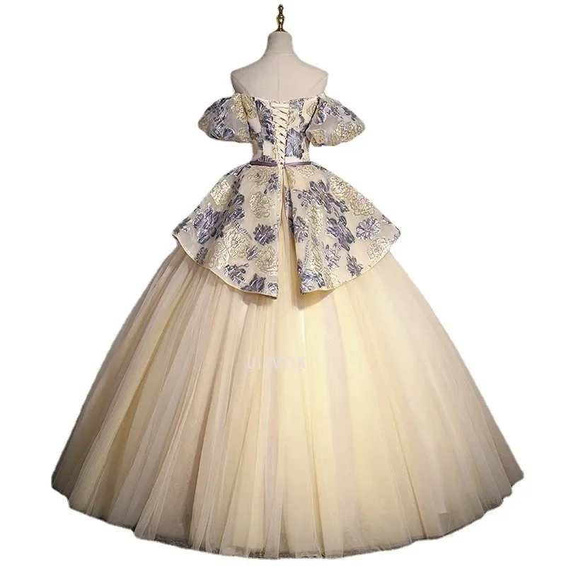 Customized Off Shoulder Ball Gown Quinceanera Dresses Puff sleeve Prom Evening Birthday Party Gowns Luxury Formal Occasion Dress