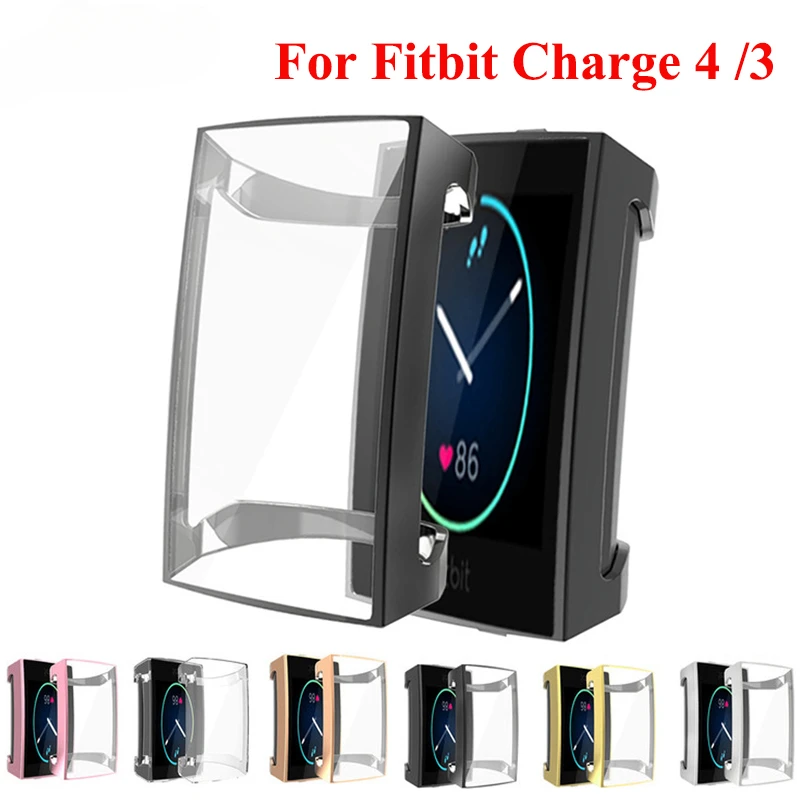 Screen Protector Case for Fitbit Charge 4 Watch, TPU Protective Cases Frame, Smart Bracelet Cover Shell