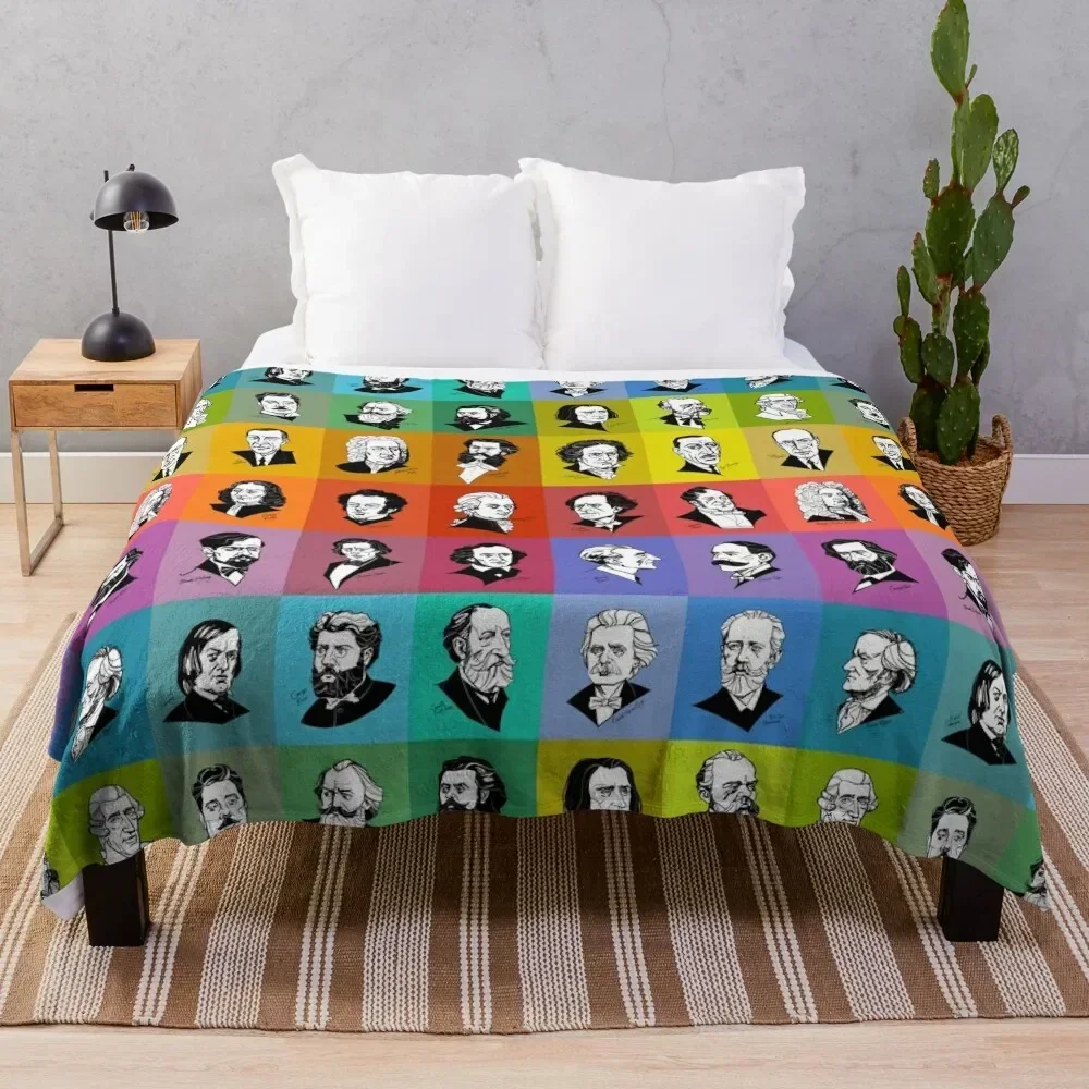 Great composers (multicoloured version) Throw Blanket Winter beds Nap Decoratives Blankets