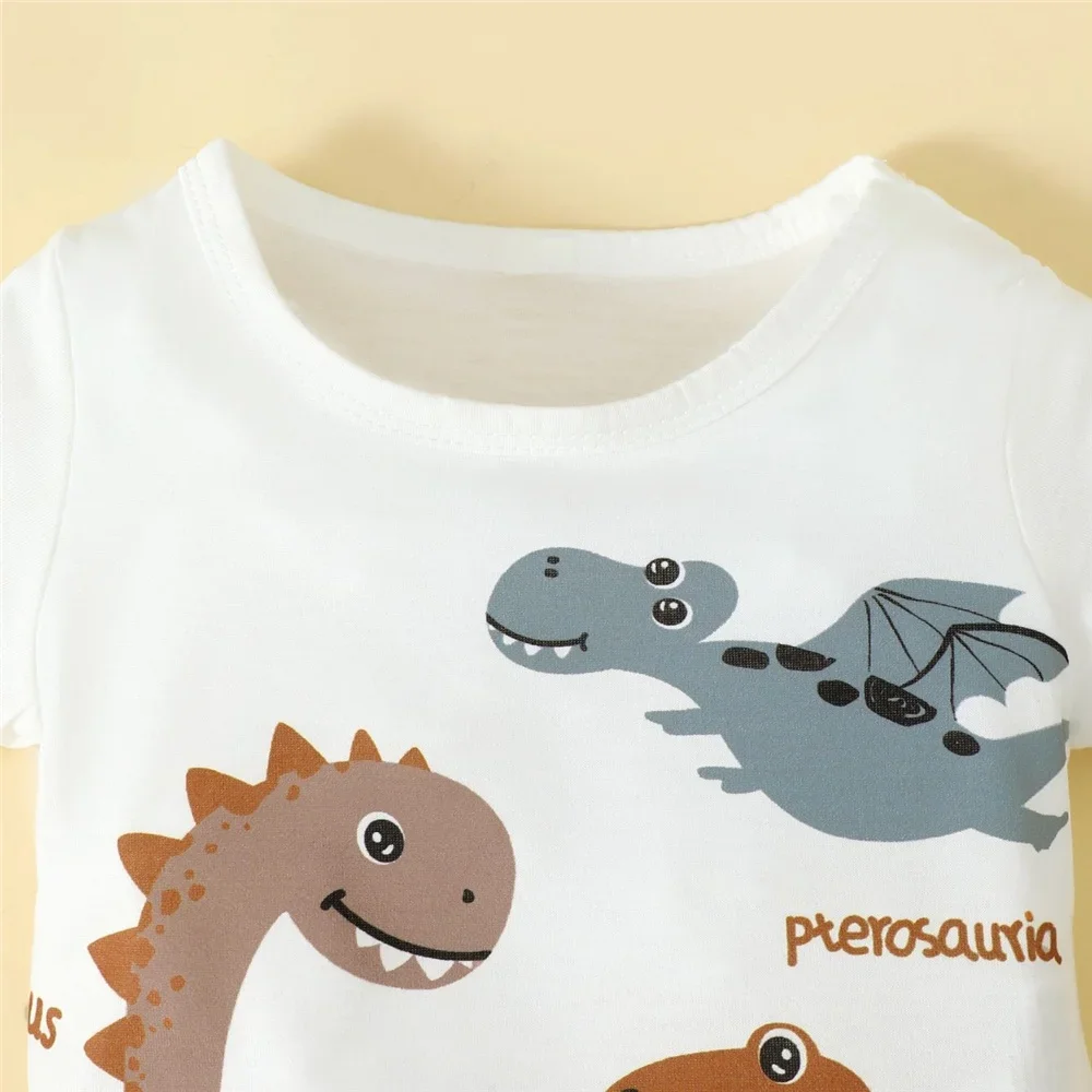 2 pezzi di vestiti estivi per neonato Set manica corta Cartoon Dinosaur Top + Shorts Fashion Sport abbigliamento bello per bambini 0-3 anni