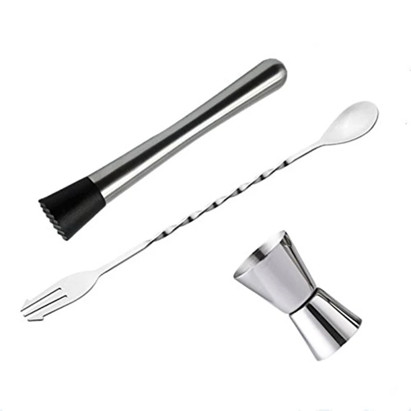 Stainless Steel Cocktail Muddler Mixing Spoon Jigger Set Bar Tool set for Bar Party Wine Cocktail Drink Shaker