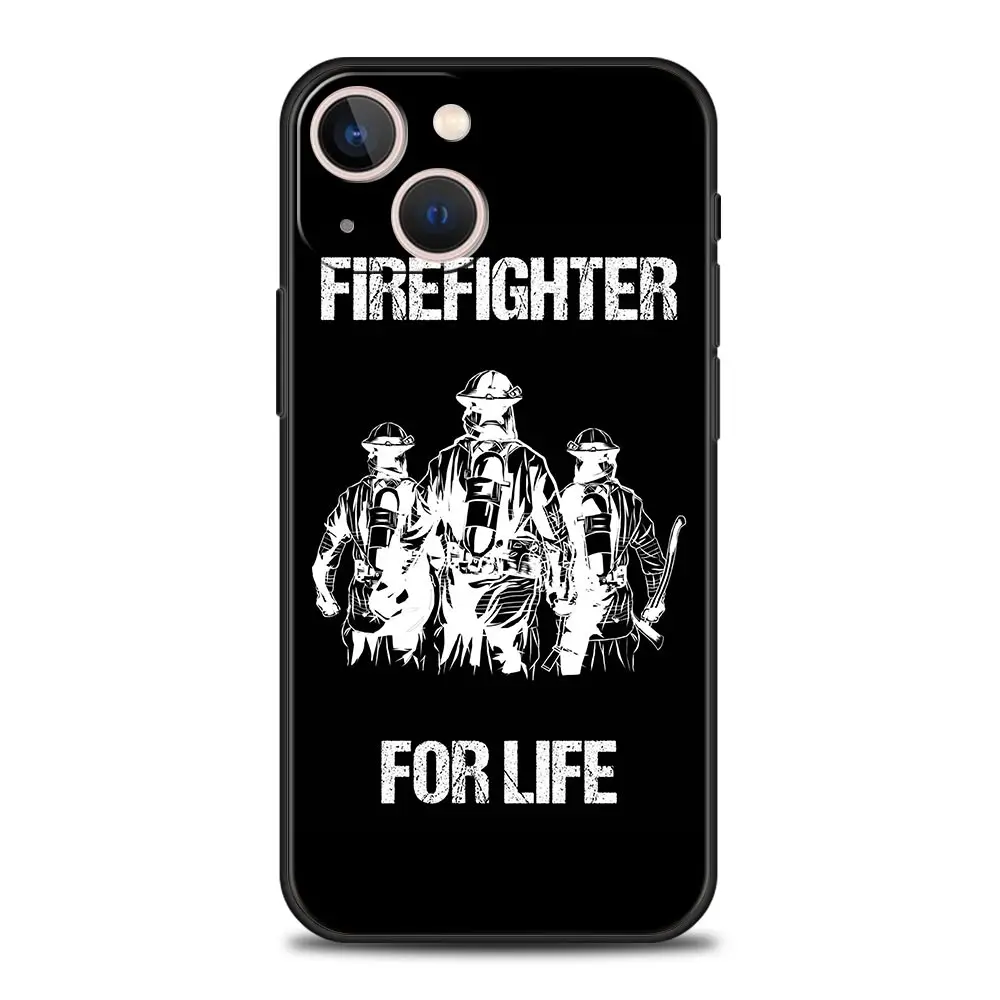 Firefighter Heroes Fireman Luxury Protection Soft Phone Case For iPhone 13 15 14 12 11 Pro MAX XR X SE XS 7 8 Plus Full Cover